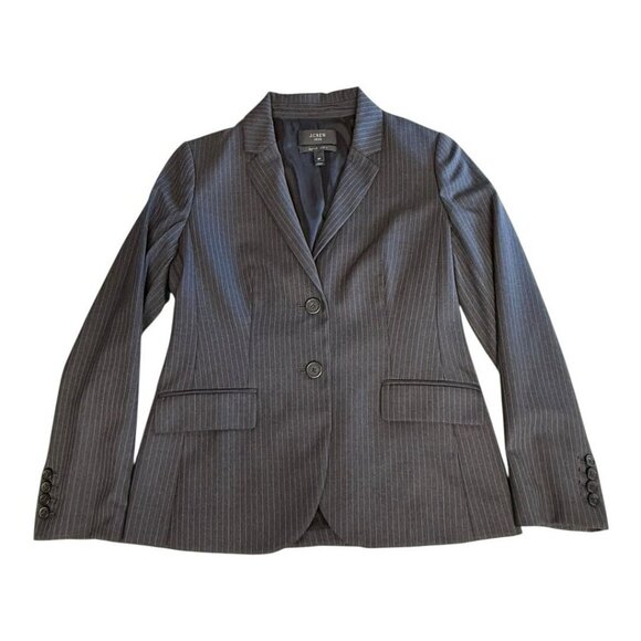 J Crew 1035 Super 120s Wool 2 Button Jacket~Sz 8 PETITE~Charcoal Gray Pinstripe - Picture 7 of 11
